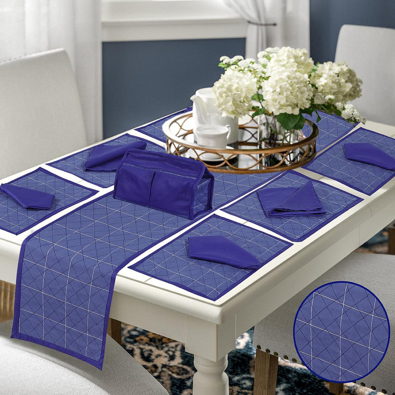 Quilted Dining Set Blue