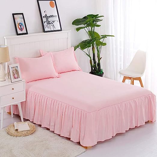Bed Valance Sheet Set-Pink