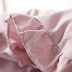 Ruffle Edge Blush Cotton Satin Double Bed Duvet Set