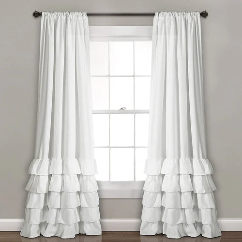 Plain Dyed Ruffle Edge Curtain ( WHITE )