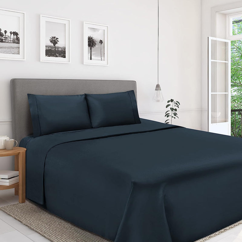 Double Bed Sheet-Petrol Blue