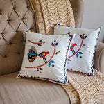 Boho Chic Bird (Appliqué) - 1 PC Cushion Cover - White