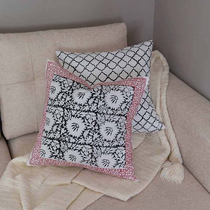 Alika Hand Block Printed Cushion Covers Alika Hand Block Printed Cushion Covers-2 PC Set