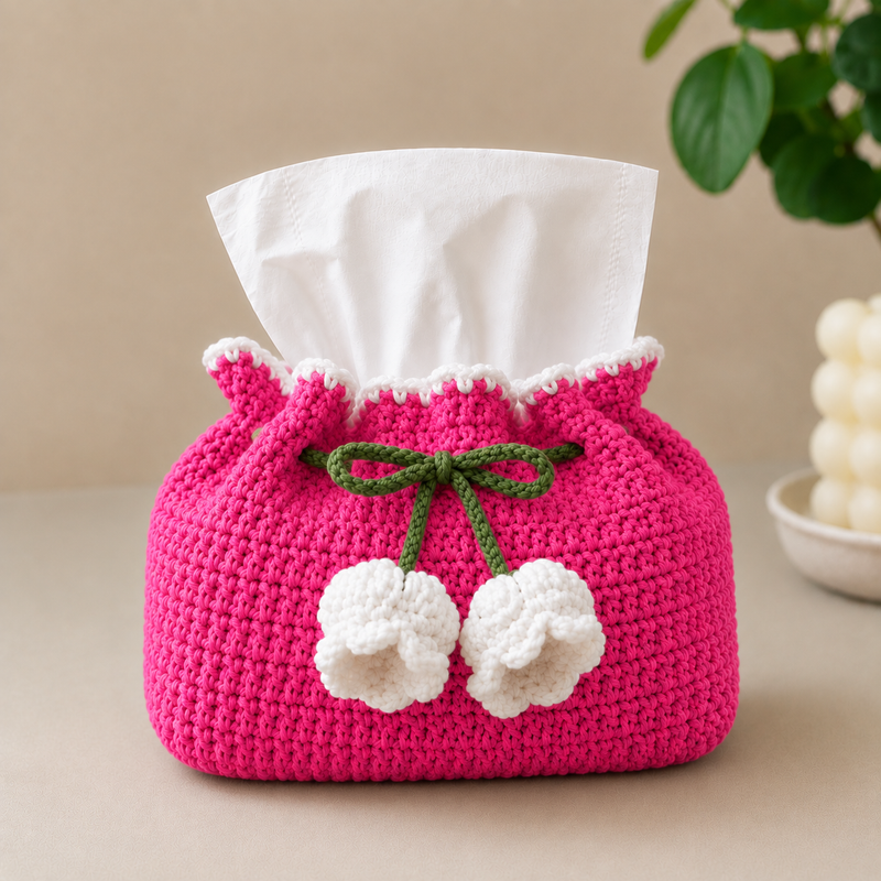 Crochet Floral Tissue Box Cover