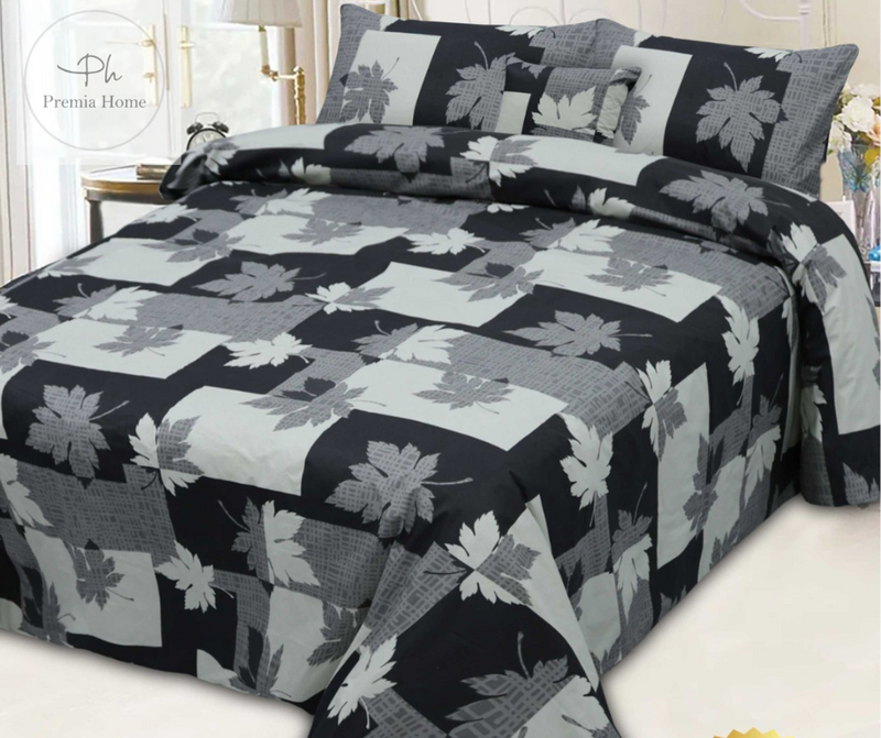 Luxe Floral Cotton - 3 Pcs Bedding Set ( Black)