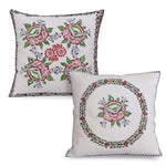 Heritage Floral Touch Hand Block Printed Cushion Covers-2 PC Set