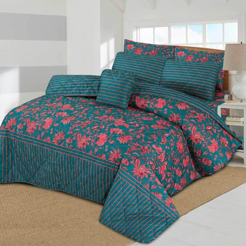 7 PCs Bed Spread Set- Zink & pink
