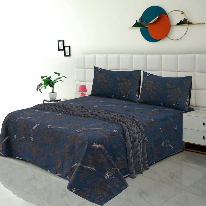Double Bed Sheet-Botanical Bird