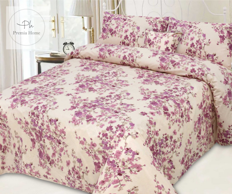 Luxe Floral Cotton - 3 Pcs Bedding Set ( Pink)