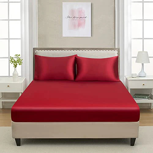 Shamoz Silk Fitted sheet ( Red )