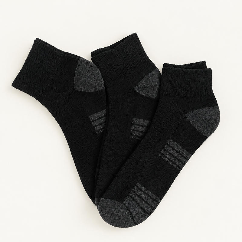 Men's Quarter Socks, Black
