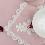 9 PCs Pink Lace trimmed napkins & trolley covers