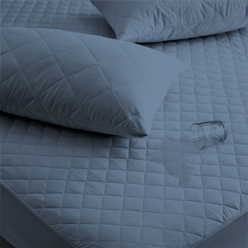 Quilted Waterproof Medium Blue Mattress Protector
