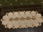 Central Table Runner-White and golden