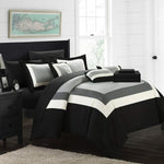 Black & Grey Block Hotel Style Cotton Satin Duvet Set