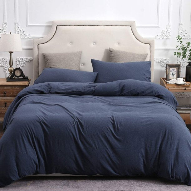 Plain Dyed Duvet Cover (Dark-Blue)