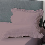 Fitted Sheet With Frilled Pillow Covers-Rosewood