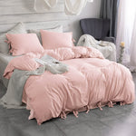 Light Pink Bowknot Cotton Satin Duvet Set