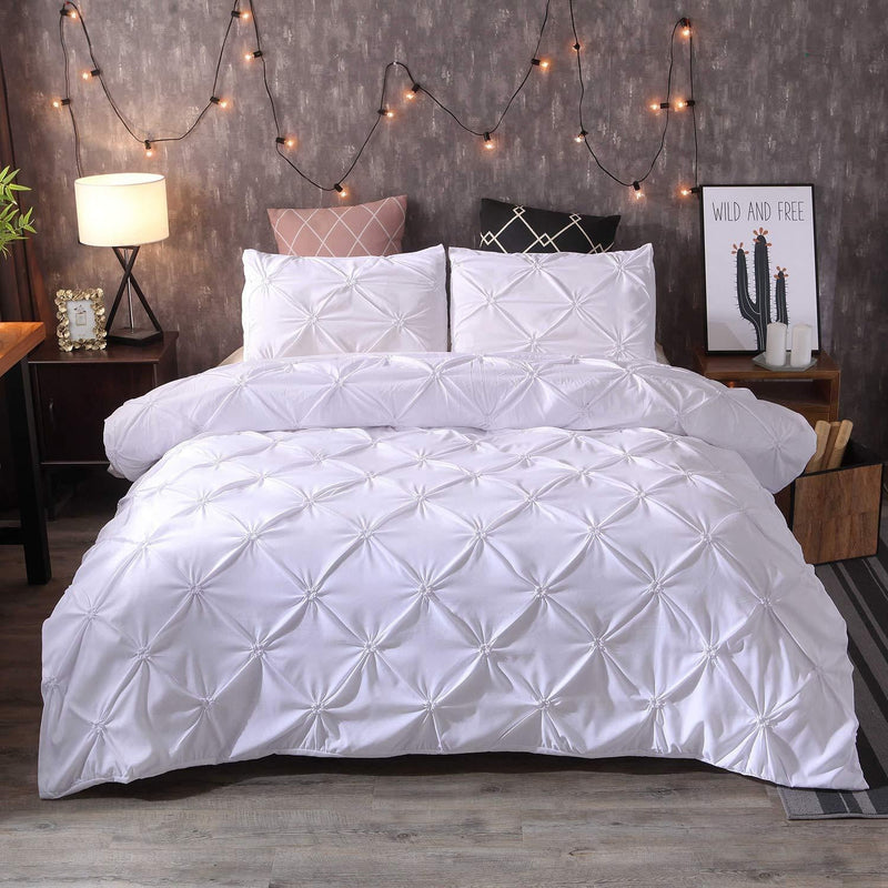 Pintuck Satin Quilt Cover Set-White