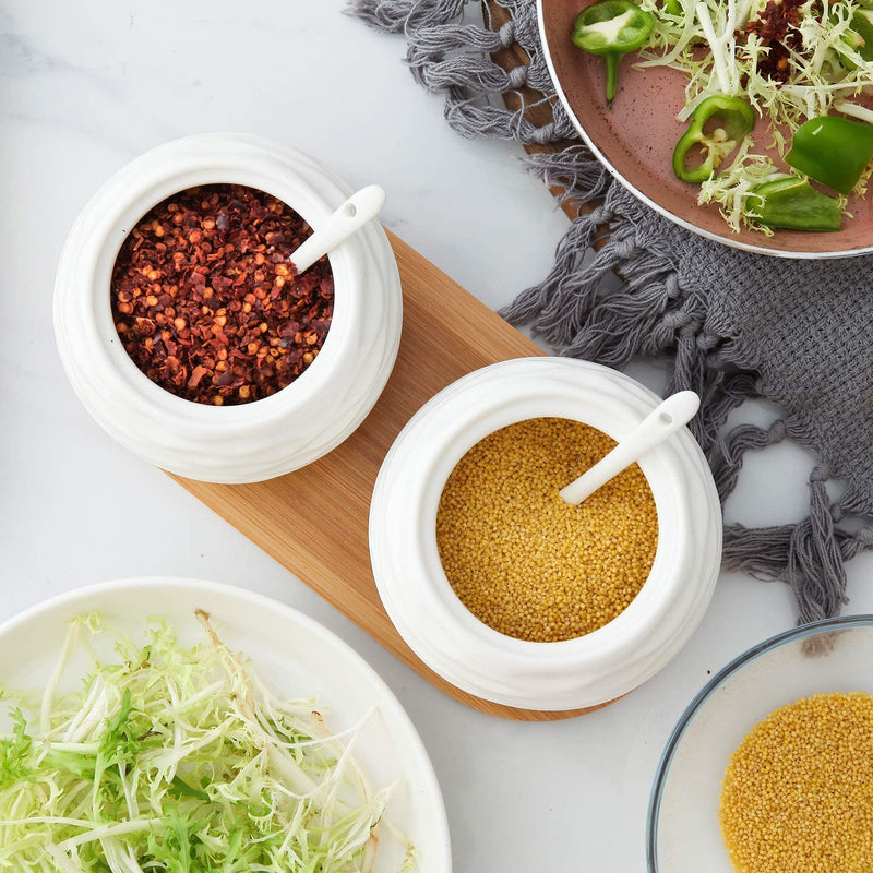 Porcelain Condiment Jar with Lids