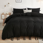 Black Bowknot cotton Satin Duvet Set