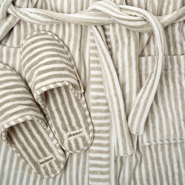 LAUREN'S SAGE STRIPE SLIPPERS