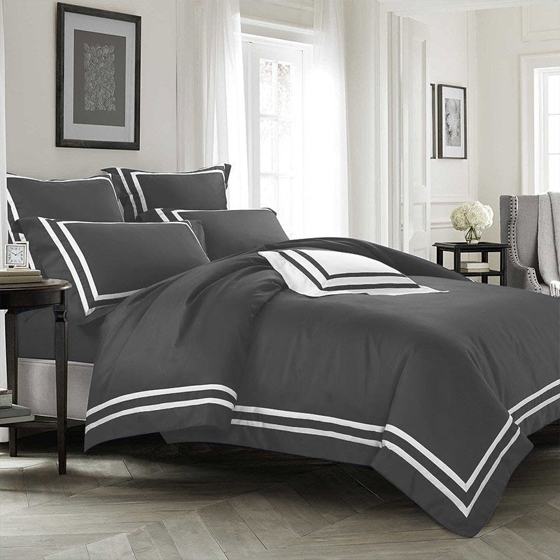 Cotton satin Duvet Cover set Manhattan Cotton Satin Duvet Cover Set-Dark Grey