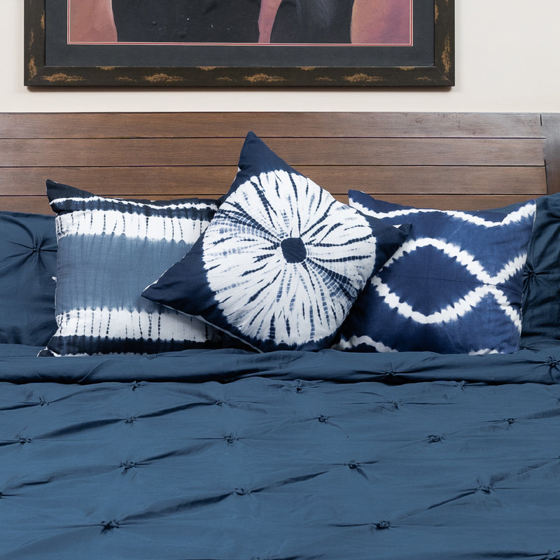 Shibori Blue-3 Pc Cushion Cover Set Tie & Dye