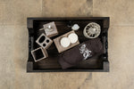 Wooden tray with bathroom set in it Wooden Tray-Madeira