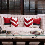 Deep Red, Cabana Red, White-Duck Cushion Cover Set