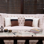 Cinnamon White,Brown -2 Pc Jute Cushion Cover Set