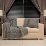 Deal 06 (Honey Comb Crochet Throw,Honey comb Grey cushion pair -2 Pc Crochet cushion Covers)