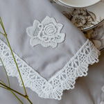 9 PCs Lace Steely grey lace trimmed napkins & trolley covers