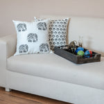 Dancing Elephants Black Cushion Cover-2 PC Set