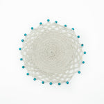 Glass Cover with Ferozi Pearls-6 Pcs