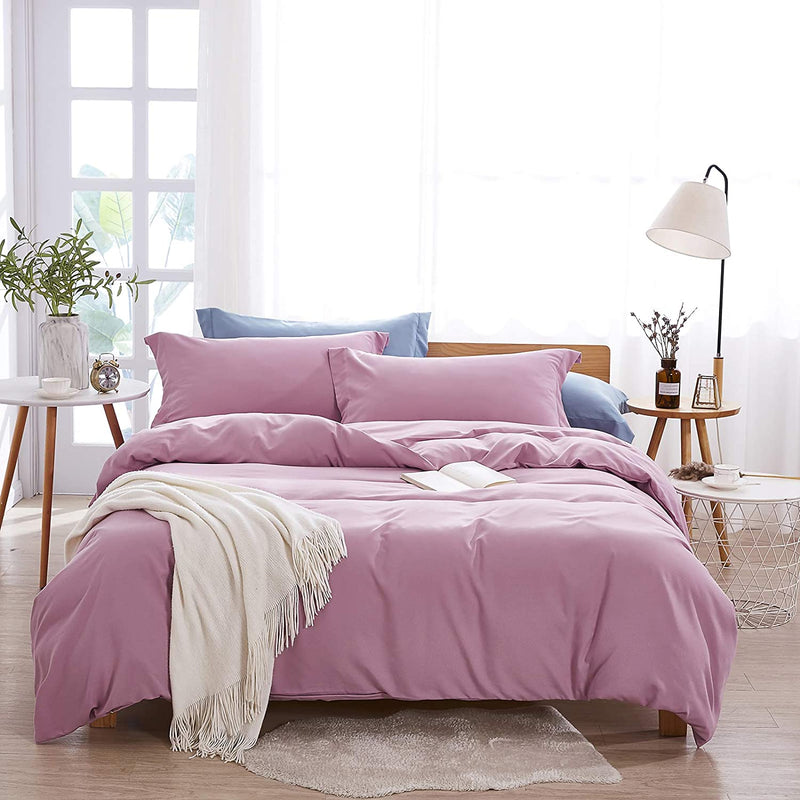 Plain Dyed Cotton Duvet Cover (Heather Purple)