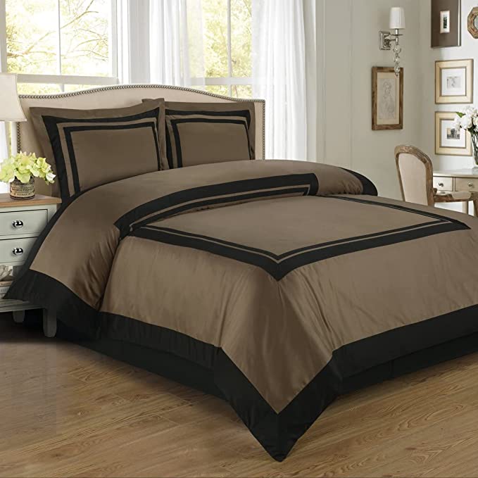 Ritz Black & Dark Beige Cotton Satin Duvet Set Ritz Black & Dark Beige Cotton Satin Duvet Set
