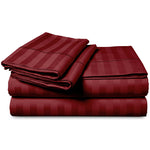 Satin Stripe Double Bed Duvet Set-Red 4 Pcs Satin Stripe Double Bed Duvet Set-Red