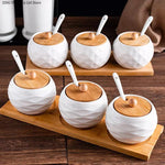 Porcelain Condiment Jar with Lids