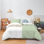Feather Pom-Pom Cotton Satin Duvet Cover Set