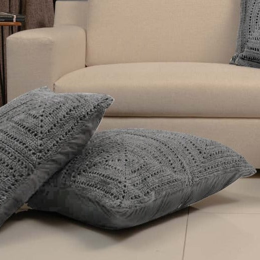 Coco Grey Floor cushion Cover -1 Pc Crochet cushion