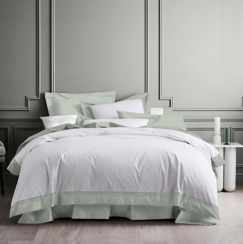 Milano Cotton Satin Double Bed Duvet Cover Set-Mint