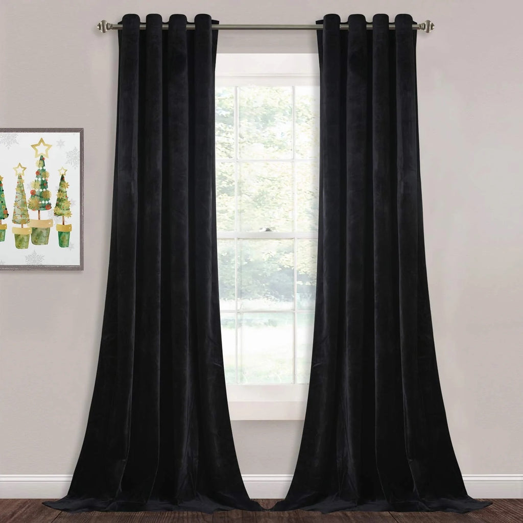 Black crushed deals velvet curtains