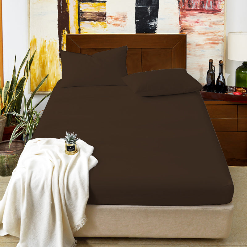 Fitted Sheet Set-Chocolate brown