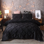 Pintuck Satin Quilt Cover Set-Black