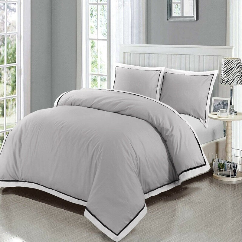 GREY OXFORD COTTON SATIN DUVET COVER SET