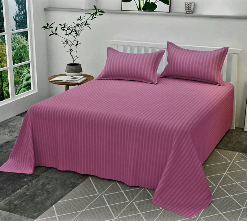 Double Bedsheet- Stripe Pink