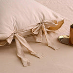 Camel Bowknot Cotton Satin Duvet Set