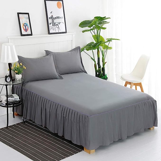 Bed Valance Sheet Set-Grey