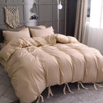 Camel Bowknot Cotton Satin Duvet Set